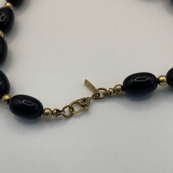 Monet Retro-Styled Black and Gold-tone Beaded Necklace - Picture 4 of 5
